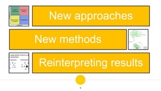 8
New approaches
New methods
Reinterpreting results
 