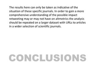 CONCLUSIONS
The results here can only be taken as indicative of the
situation of these specific journals. In order to gain...