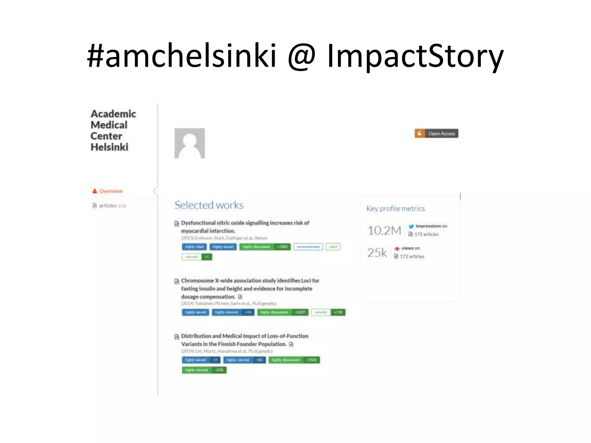 #amchelsinki @ ImpactStory 
 