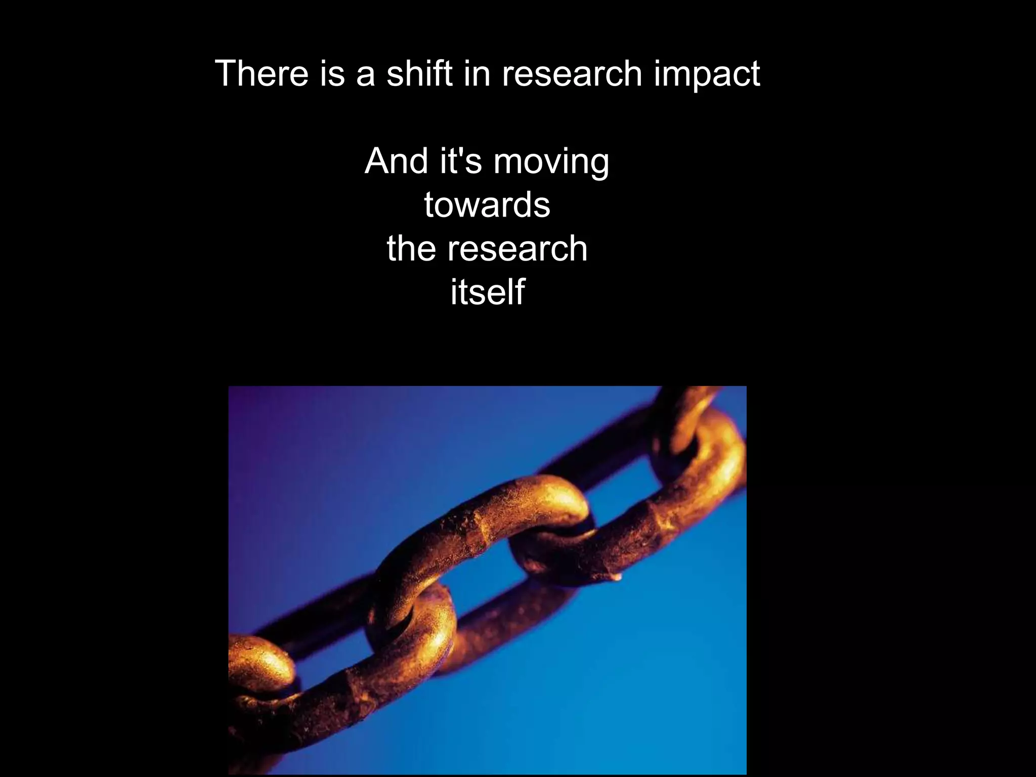 There is a shift in research impact
And it's moving
towards
the research
itself
 