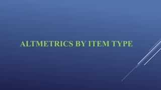 ALTMETRICS BY ITEM TYPE
 