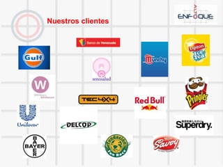 Esquema del NegocioTrabajamos estableciendo un FEE mensual por los servicios de ATL y BTL. Cuando se trata de prestar cualquier otro servicio, elaboramos presupuestos específicos que se adaptan a las necesidades del cliente, donde se le propone facilidades de pago desde el comienzo hasta la entrega del proyecto. 