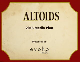 2016 Media Plan
Presented by
 