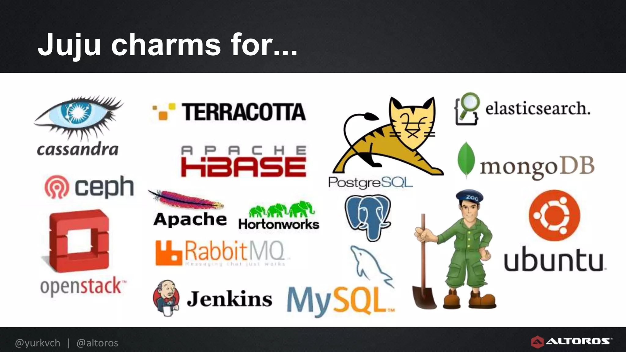 @yurkvch | @altoros
Juju charms for...
 
