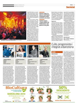 diumenge, 2 de maig del 2010                                                                                                                                                      públic           3



                                                                                                                                                                                                                    Societat
                                              www.publico.es/catalunya




                                                                                      vaixell dels drets), en una ini­                                                Battiato figuren entre alguns         segons ells, el cas patològica­
                                                                                      ciativa anomenada Lo sbarco              Gènova rebrà ‘Lo                       dels noms coneguts. Tots ells         ment més greu d’un malestar
                                                                                      (el desembarcament), llança­                                                    coincideixen a “crear ponts, no       que afecta totes les societats
                                                                                      da per un grup d’italians resi­          sbarco’ amb festes                     murs” i tenen molt clar que no        occidentals. Davant del “greu
                                                                                      dents a Barcelona preocupats             temàtiques sobre                       es rendeixen: “No som un par­         dèficit de democràcia” volen
                                                                                      davant del que està passant al                                                  tit polític, no som una funda­        oferir un instrument de de­
                                                                                      seu país.                                els drets a la ciutat                  ció, no enarborem banderes,           bat vital i de participació que,
                                                                                         Vol ser crit d’ajut i solida­                                                menys encara blanques”.               avui dia, “les organitzacions
                                                                                      ritat. “El racisme creix, com            Lluiten contra                                                               tradicionals no aporten”.
                                                                                      també l’arrogància, la prepo­                                                   Fuga de cors                              Situada en la tradició de
                                                                                      tència, la repressió, els nego­          «el greu dèficit de                    Cosina germana de Lo Sbarco,          l’esquerra italiana, per a Altra­
                                                                                      cis bruts, la cultura mafiosa...         democràcia» que                        fa un any es va crear, també a        Italia la crisi global és un as­
                                                                                      Creix la cultura del favor, del                                                 Barcelona, AltraItalia, una as­       pecte estructural i no conjun­
                                                                                      desinterès envers el bé comú,            pateix el seu país                     sociació amb prop d’un miler          tural del capitalisme i lluita
                                                                                      de la cursa pels diners, d’allò                                                 de simpatitzants, de caràcter         contra la criminalitat orga­
                                                                                      privat en tots els sentits”.                                                    més polític, per aportar noves        nitzada, la violència de gène­
                                                                                         La travessia serà una festa                                                  forces, idees i formes de mobi­       re, la cultura de la por i el pa­
                                                                                      amb música i activitats de tot                                                  lització davant del debat polí­       triotisme integrista. Contra
                                                                                      tipus. A Gènova, els italians                                                   tic, social i cultural que es viu a   la gerontocràcia i la manca
                                                                                      “de dintre” els rebran en cinc                                                  Itàlia. L’objectiu d’AltraItalia és   de transparència. Contra la
                                                                                      places temàtiques: treball, ha­                                                 tornar l’ètica al centre del llen­    privatització de la cultura, de
                                                                                      bitatge, educació, sanitat i me­                                                guatge polític.                       la informació, de l’educació i
                                                                                      di ambient, drets civils i ciu­                                                    Consideren que la situació         de la sanitat. D
                                                                                      tadania. Centenars de perso­                                                    política, social, cultural i moral
                                                                                      nes s’han adherit a Lo sbarco.                                                  italiana es troba a la base del       Més informació
                                                                                      Els premis Nobel Dario Fo i Jo­                                                 fenomen de la fuga de cors (a
                                                                                                                                                                                                            3    ‘lo sbarco’ i altraitalia
                                                                                      sé Saramago, l’escriptor Anto­                                                  més de cervells) que amenaça          www.losbarco.org
participar a la festa del Salamandra. manu fernández                                  nio Tabucchi i el músic Franco                                                  molts joves italians. L’italià és,    www.altraitaliabcn.org




                                                                                                                                                                      culte, progressista i
                                                                                                                                                                      integrat a barcelona
                                                                                                                                                                       Anàlisi                              l’homofòbia i la sexofòbia va­
                                                                                                                                                                                                            ticanes; immobilitzat per po­
                                                                                                                                                                      paola lo cascio                       ders criminals que han man­
                                                                                                                                                                                                            llevat porcions importants de
                                                                                                                                                                      3      El lloc, encantador: un        territori a la legalitat.
                                                                                                                                                                      d’aquests baixos de la Barcelo­          Les cares de la gent que
                                                                                                                                                                      neta amb sostres alts i bigues        et trobes et resulten famili­
      > michele tabucchi                        > claudia cucchiarato                  > gigi colaci                            > alberto ruggiero                    a la vista. La música, perfecta:      ars: entre 30 i 40 anys, molts
      Florència                                 Treviso                                Lecce                                    Nàpols
                                                                                                                                                                      un duo de guitarres flamen­           d’ells animaven els movi­
      Fotògraf                                  Periodista                             Missatger i agitador cultural            Teleassistència
                                                                                                                                                                      ques, però soft. És una nit de        ments estudiantils als noran­
      39 anys                                   30 anys                                43 anys                                  38 anys
                                                                                                                                                                      primavera i assisteixo a una          ta, o les manifestacions an­
      Vuit anys a Barcelona                     Cinc anys a Barcelona                  Dos anys a Barcelona                     Un any a Barcelona
                                                                                                                                                                      iniciativa d’un dels molts grups      timàfia, o eren a Gènova el
                                                                                                                                                                      d’italians residents a Barcelona      2001, on van perdre la inno­
                                                                                                                                                                      que han decidit organitzar­se         cència i potser també l’espe­
    “He viscut més a Lisboa i a París          “El meu cas és anòmal, perquè,         “No vaig venir només per l’odi           “Vaig venir a Barcelona fa quatre      per fer sentir la seva disconfor­     rança. Solters, ajuntats, ca­
    que a Itàlia i ara estic encantat a        contràriament a la majoria dels        a les institucions. Reconec que          anys, però vaig durar sis mesos        mitat amb la situació a Itàlia.       sats o amb fills, s’han esta­
    Barcelona, però pateixo per la             nouvinguts italians, jo vaig arribar   també volia canviar personal-            per qüestions particulars. Fa ara         El públic és un retrat robot       blert aquí, es retroben i fan co­
    situació del meu país. Berlusconi,         atreta per la ciutat. Després de       ment. Estava (i estic) decebut amb       un any ho vaig tornar a provar         de l’italià “exiliat polític” de      munitat. Formen una mena
    a poc a poc, ha modelat els cervells       cinc anys, però, m’adono que estic     els partits d’esquerra, culpables        i m’hi trobo fantàsticament bé.        l’era Berlusconi. Culte i pro­        de família òrfena després de
    sense que ningú s’adonés que es-           fent coses que a Itàlia hauria de      en un 90% del que està passant.          Per mi, l’important és la qualitat     gressista, parla castellà i so­       l’autèntic crac de l’esquerra.
    tava permetent un discurs racista,         tenir 45 anys per poder-les fer. I     I Berlusconi no amaga res, això          de vida, i a Nàpols no la tenia. Ara   vint català, i s’ha integrat en       Una família relativament jo­
    agressiu i autoritari. Vaig prendre        els meus familiars ja m’ho diuen,      és el més fort. Quants dirigents         treballo en un ‘call center’, res a    una ciutat habitable. Històries       ve, potent intel·lectualment,
    consciència del que passava du-            que ni se m’acudeixi tornar. He        tenen causes obertes per corrup-         veure amb la meva llicenciatura        de vegades diverses per pro­          capaç professionalment, que
    rant el G-8 a Gènova el 2001: tor-         estudiat la jove emigració italiana    ció? És el resultat de mig segle de      en Economia... M’és igual. No vull     cedència i per tarannà, però          ha optat finalment per mar­
    tures que l’Estat va amagar...! I l’es-    arreu d’Europa i puc dir que les in-   Democràcia Cristiana: un batibull        estar-me en un país sota un control    amb un denominador comú:              xar. Una família necessària a
    querra no ha sabut evitar-ho, n’és         quietuds que tenen els italians de     de corruptes, mafiosos i, a sobre,       dictatorial dels mitjans de comu-      la vida és breu i no es pot per­      Itàlia, ara més que mai, atra­
    còmplice. És evident que també             Barcelona no les tenen en cap altre    l’Església. Enyoro les olors i els co-   nicació on l’esquerra continua         dre en un país colpejat pel ber­      pada entre la necessitat de fer
    aquí hi ha crisi, però em sento molt       lloc. Iniciatives com ‘Lo sbarco’      lors de la meva terra, però tornar       buscant justificacions per a tot i     lusconisme i la seva concepció        la seva vida i la voluntat de
    més lliure. Vaig sovint a Florència,       fan veure que aquesta gent no ha       seria com, per a un jove indepen-        no connecta amb el poble. Itàlia és    degradant de la societat i de la      canviar el país. D
    però a prendre una ‘bistecca fio-          marxat per covardia i per estar-se     ditzat de la família, tornar a casa i    bellíssima, l’adoro, per això em fa    política; intimidat per la xenò­      (*) pAoLA Lo CASCIo ÉS proFESSo­
    rentina’ i un Chianti. I torno”.           gratant la panxa a fora”.              trobar-se amb el passat”.                tanta ràbia tot el que està patint”.   foba Lliga Nord; encotillat per         rA D’HISTòrIA A LA UB I A LA UoC
 