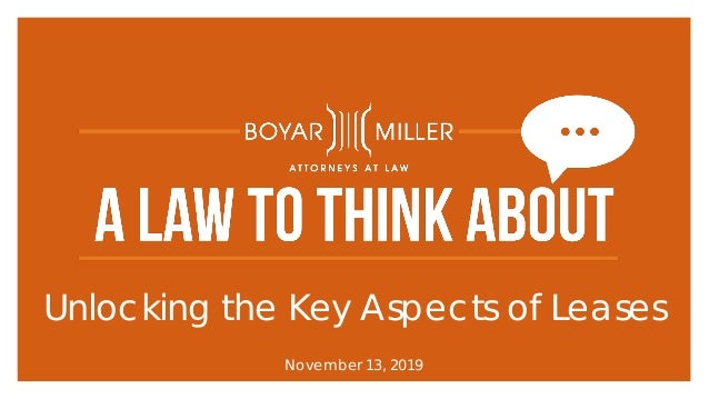 Unlocking the Key Aspects of Leases
November 13, 2019
 