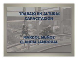TRABAJO EN ALTURAS
  CAPACITACION



 MARISOL MUÑOZ
CLAUDIA SANDOVAL
 