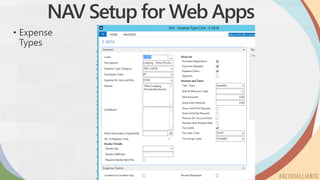 NAV Setup for Web Apps
• Expense
Types
 