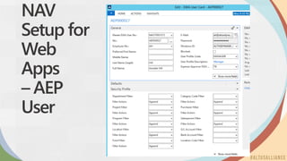 NAV
Setup for
Web
Apps
– AEP
User
 