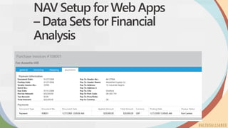 NAV Setup for Web Apps
– Data Sets for Financial
Analysis
 
