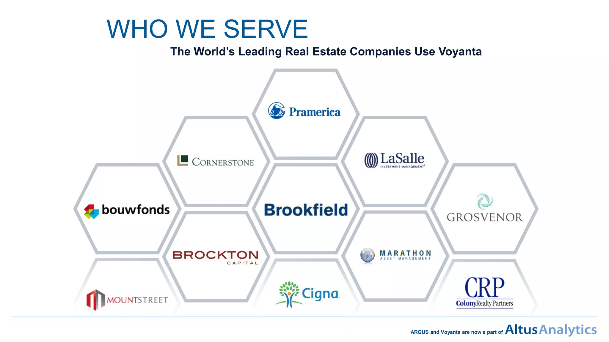 ARGUS and Voyanta are now a part of
WHO WE SERVE
3
The World’s Leading Real Estate Companies Use Voyanta
 