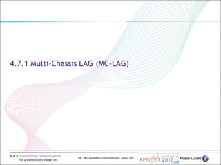 128 | MPLS-based Metro Ethernet Networks, January 2010
4.7.1 Multi-Chassis LAG (MC-LAG)
 