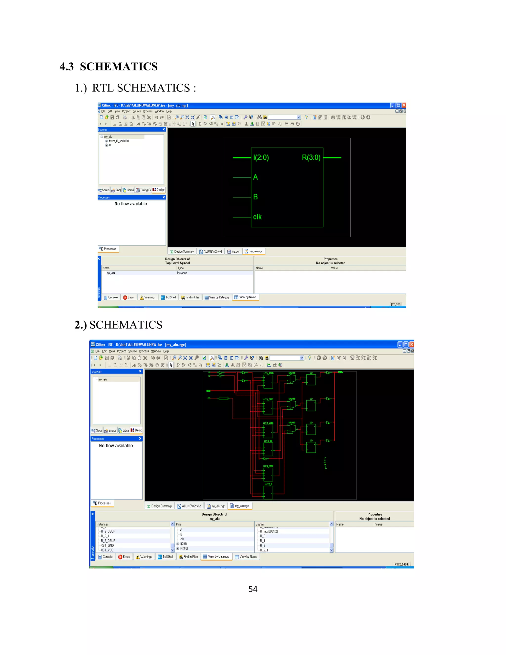 4.3 SCHEMATICS
1.) RTL SCHEMATICS :

2.) SCHEMATICS

54

 