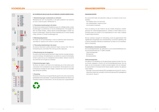 6 7
ALUCOBOND®
Brandveiligheid van gevelbekleding  NL
ALUCOBOND®
Brandveiligheid van gevelbekleding  NL
DE VOORDELEN VAN DE AAN DE ACHTERKANT GEVENTILEERDE GEVEL
1. Bescherming tegen condensatie en schimmel:
Waterdamp kan zich vrij verspreiden, er zijn geen problemen met schimmel
en vocht, omdat de gevel ‘zelfademend’ is.
2. Thermische bescherming in de winter:
De thermische isolatie buiten het gebouw zorgt voor volledige isolatie, zonder
koudebruggen op plaatniveau en bij de scheidingsmuren. De beugels die
door de isolatie dringen, creëren slechts puntkoudebruggen in plaats van
lineaire koudebruggen. Dankzij de lichtere bekleding zijn er minder beugels
nodig, waardoor er minder koudebruggen zijn.
3. Warmteopslag binnen:
De massa van de warmteopslag in muren en plafonds zwakt temperatuur-
verschillen af, waardoor het comfort in ruimten toeneemt.
4. Thermische bescherming in de zomer:
De externe thermische isolatie beschermt tegen zomerse hitte. Door de
luchtopening kan overmatige hitte omhoog worden afgevoerd.
5. Bescherming van de draagmuur:
De externe thermische isolatie beschermt tegen barsten vanwege tempera-
tuurschommelingen. De bekleding kan vrij uitzetten en voorkomt rechtstreeks
contact tussen de muur en wisselende buitencondities. Hierdoor wordt de
duurzaamheid van het gebouw verbeterd.
6. Bescherming tegen regen:
De afvoer van water in de holte en de verdamping van al het andere vocht
vindt plaats via de ventilatiezone aan de achterkant. Als de gevel nat is in de
luchtopening vanwege de open voegen, verdampt het vocht op natuurlijke
wijze dankzij de ventilatie.
7. Recycling:
Dankzij de constructie van de geventileerde gevel kunnen alle componenten
gemakkelijk worden gescheiden. De gebruikte gevelmaterialen zijn daarom ook
scheidbaar tijdens het demonteren, wat de recycling ervan vergemakkelijkt.
VOORDELEN BRANDBEGRIPPEN
BRANDBEGRIPPEN
Een brand heeft fysiek drie elementen nodig om te ontstaan en zich te ver-
spreiden:
	
- een hittebron (bron van de brand)
	
- een oxidatiemiddel, meestal zuurstof
	
- een brandstof (materiaal)
Door de werking van een hittebron die een kritieke temperatuur bereikt,
genaamd de ontbrandingstemperatuur, ontstaat er brand tijdens de ver-
branding tussen de zuurstof in de omgevingslucht en een vaste, vloeibare
of gasvormige brandstof.
Als een materiaal overgaat tot verbranding, wordt de gegenereerde hitte
tegelijkertijd overgedragen door warmtestraling, convectie en geleiding. Het
is daarom belangrijk materialen te classificeren op basis van hun brandbaar-
heid en toepassing.
Classificaties in brandvoorschriften
De brandveiligheidseisen zijn gebaseerd op de brandontwikkelingscurve.
De brandclassificaties zijn in 3 delen verdeeld:
	
- Gebouwcategorieën
	
- Brandreactie
	
- Brandwerendheid
Gebouwcategorieën
Het gebruik met betrekking tot het gebouwtype bepaalt de eisen die moe-
ten worden toegepast in termen van het brandveiligheidsontwerp. Aan het
begin van een bouwproject en tijdens de planningfase moet de ontwerper
de operationele en bouwtechnische klasse bepalen waaraan het gebouw
moet voldoen.
	
- Woningen: de bouwverordening 2019, goedgekeurd document B, volume 1
	
- Gebouwen anders dan woningen: de bouwverordening 2019, goedgekeurd
document B, volume 2
1
2
3
4
5
6
 