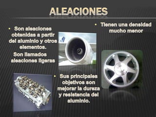El peso específico es 2700 Kg/m3MINERALES Y YACIMIENTOSEs uno de los materiales mas abundantes, pero no esta puro, forma parte de algunos minerales.