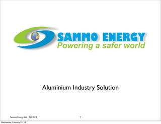 Aluminium Industry Solution



         Sammo Energy Ltd - Q1 2013                1
Wednesday, February 27, 13
 