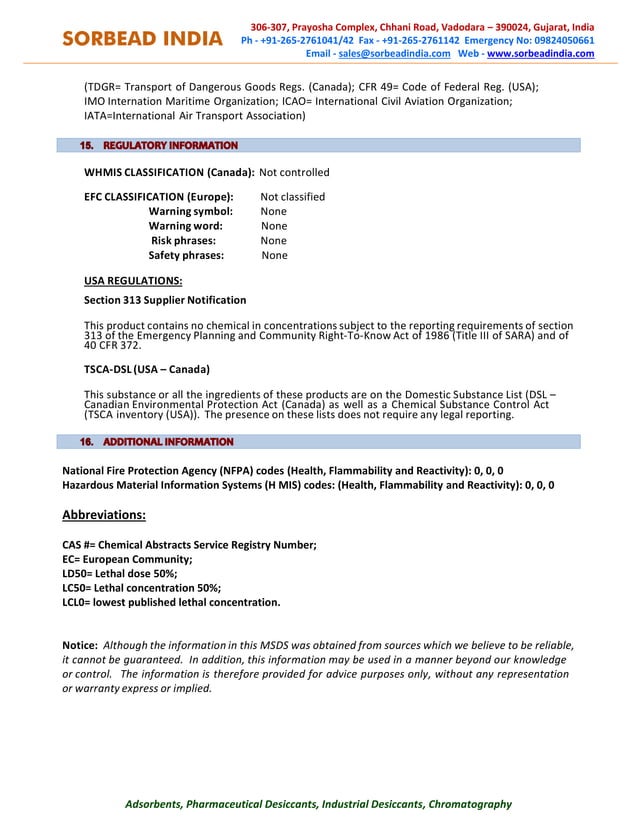 Aluminium Oxide Chromatography MSDS