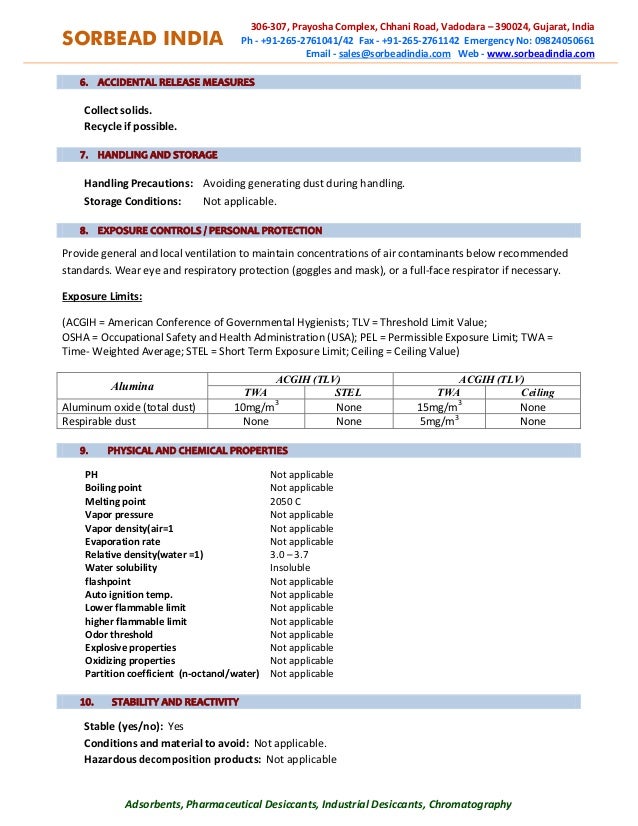 Aluminium Oxide Chromatography MSDS