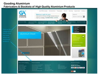 Aluminium Louvres
Gooding Aluminium
Fabricators & Stockists of High Quality Aluminium Products
Click on the
categories or
links to find
out more
about our
aluminium
products
 