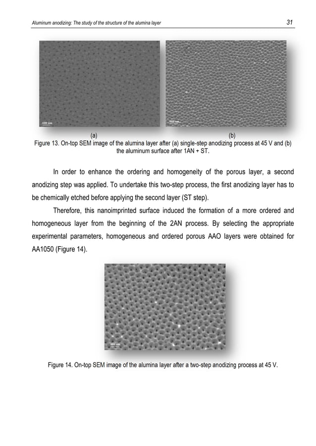 Aluminum anodizing The study of the structure of the alumina layer