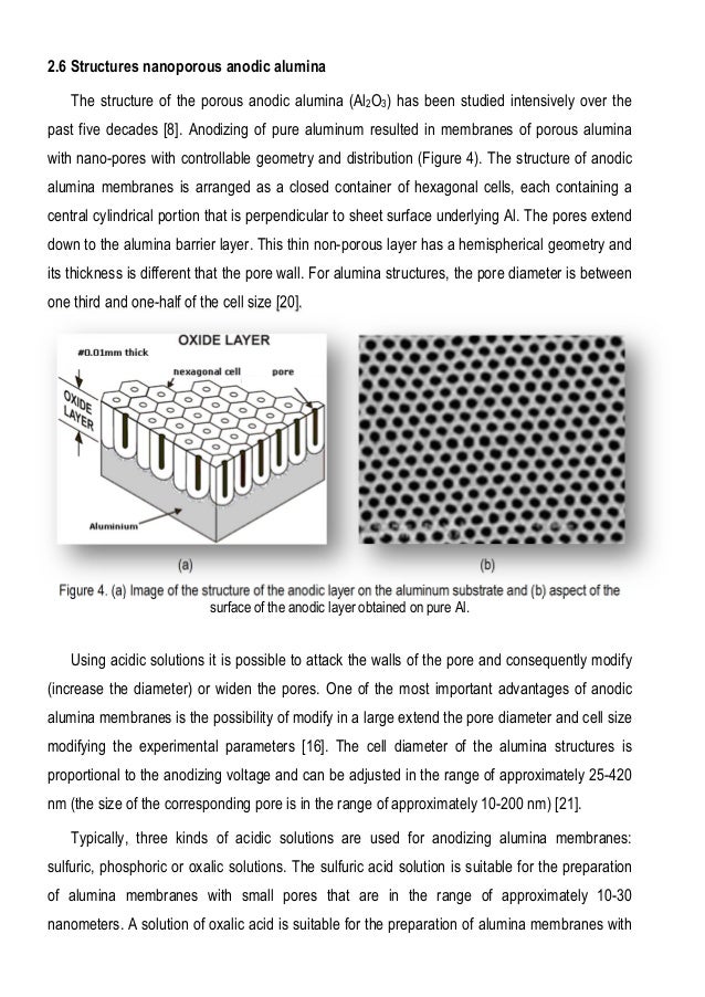 Aluminum anodizing The study of the structure of the alumina layer