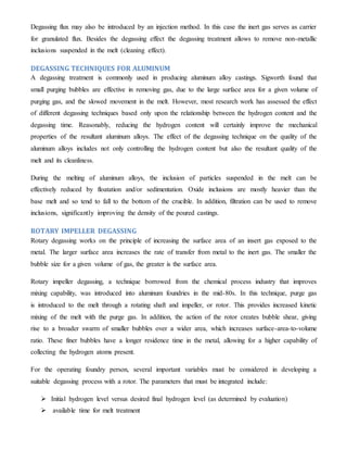 Aluminum fluxes and degassing methode | DOCX
