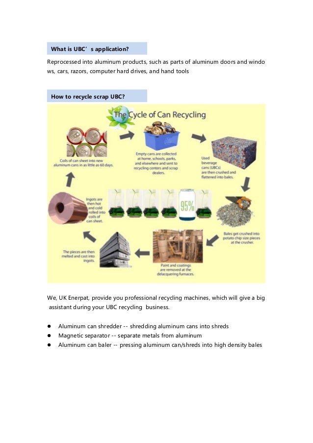 Aluminum used beverage can (UBC) recycling machine