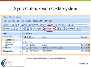 #arcindia
Sync Outlook with CRM system
Source: Institute of Education, University of London
 