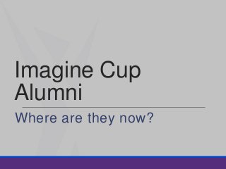 Imagine Cup
Alumni
Where are they now?
 