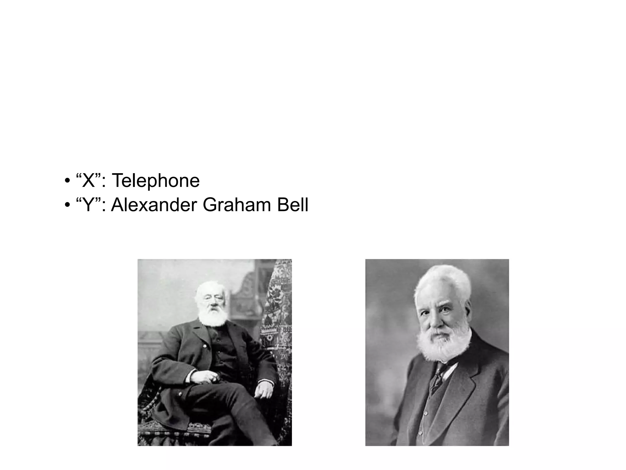 • “X”: Telephone
• “Y”: Alexander Graham Bell
 