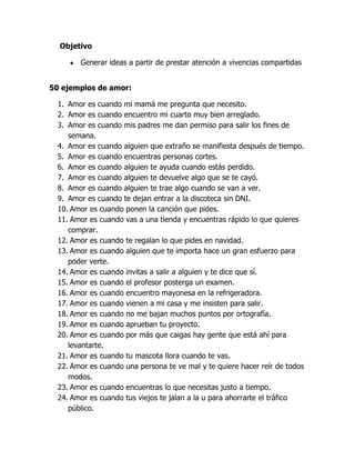 100 ejemplos de amor y odio