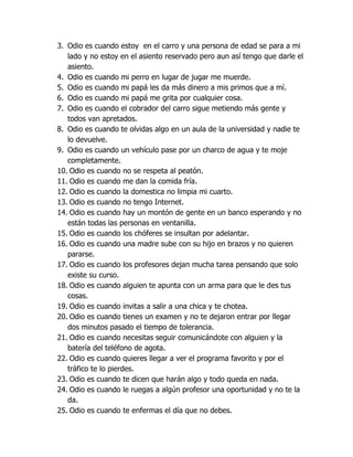 100 ejemplos de amor y odio