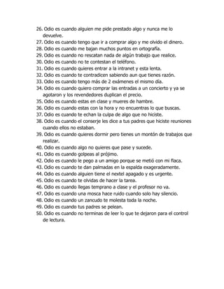 100 ejemplos de amor y odio