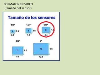 FORMATOS EN VIDEO
(tamaño del sensor)

1/4"
1/3"
1/2"
2/3”
1"

 