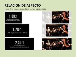 RELACIÓN DE ASPECTO
Área de la imagen expuesta en cámara o proyectada

 