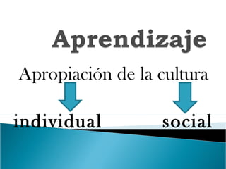 Apropiación de la cultura
individual social
 