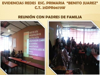 EVIDENCIAS REDES ESC. PRIMARIA “BENITO JUAREZ”
               C.T. 21DPR0673W

       REUNIÓN CON PADRES DE FAMILIA
 