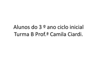 Alunos do 3 º ano ciclo inicial
Turma B Prof.ª Camila Ciardi.

 