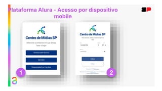 Plataforma Alura - Acesso por dispositivo
mobile
1 2
 