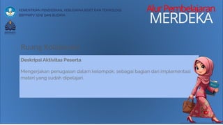 KEMENTRIAN PENDIDIKAN, KEBUDAYAA,RISET DAN TEKNOLOGI
BBPPMPV SENI DAN BUDAYA
AlurPembelajaran
MERDEKA
Ruang Kolaborasi
 