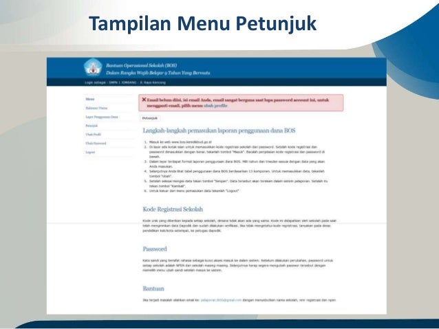 Alur pengisian pelaporan penggunaan dana bos online 2014