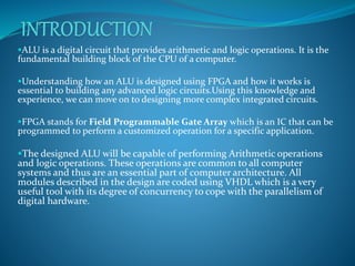 Arithmatic logic unit using VHDL (gates) | PPTX