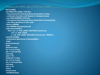 Arithmatic logic unit using VHDL (gates) | PPTX
