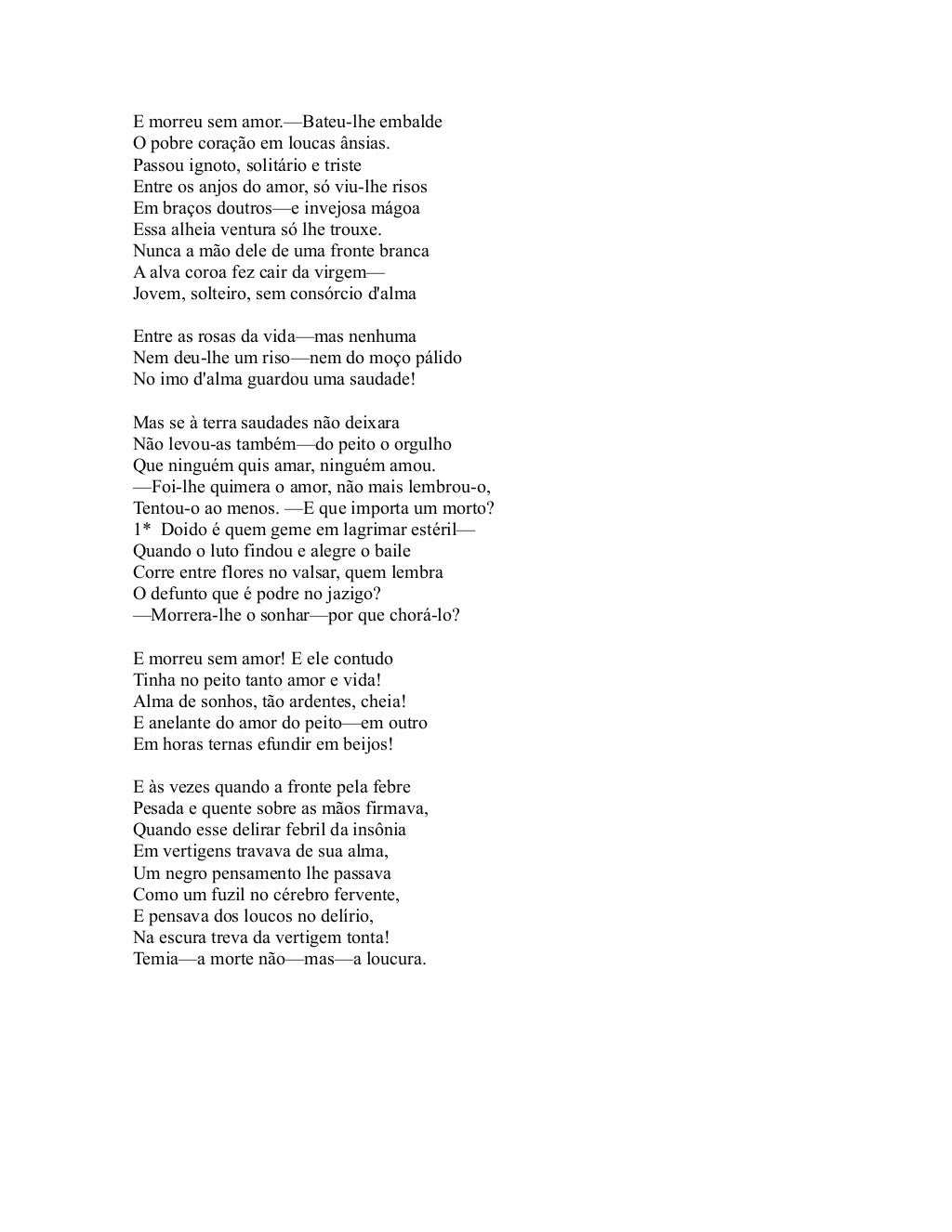 Alvares De Azevedo Poemas De Amor Não Correspondido