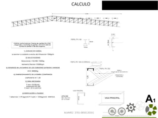ALVAREZ 3701-0850|2016| 77
A1
LA ESTRUCTURA EXISTENTE DE LOS
ANTIGUOS TALLERES FERROVIARIOS
DEFINE UNA CIRCULACION CIRCULAR
QUE ARTICULA TODAS LAS PARTES DEL
PROYECTO, ENTRE ELLAS ,ENTRE ELLSS
Y EL EXTERIOR. POR SUS
CARACTERISTICAS ESTA CIRCULACION
PRINCIPAL ADQUIERE CARÁCTER DE
ESPACIO SOCIAL QUE ADEMAS SE
EXPANDE EN EL ACCESO DANDO A LOS
HALL.
CALCULO
 