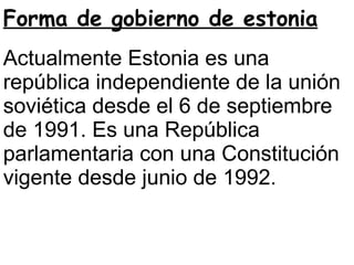 Capital y ciudades importantes. La capital de estonia es Tallin. Las ciudades mas importantes son: Muuga, Narva, Paldiski, Haapsalu, Parnu, Tartu, Kunda, Valga, Viljandi, Reval(Tallin) 