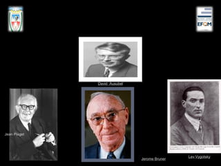 Jean Piaget
Lev Vygotsky
Jerome Bruner
David Ausubel
 