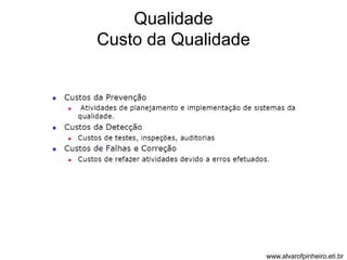 Qualidade 
Custo da Qualidade 
www.alvarofpinheiro.eti.br 
 