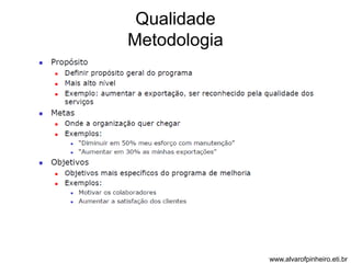 Qualidade 
Metodologia 
www.alvarofpinheiro.eti.br 
 