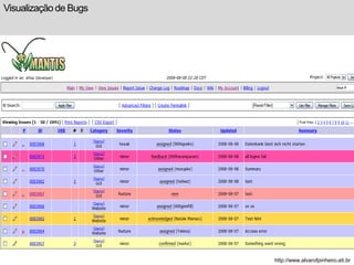 Visualização de Bugs 
http://www.alvarofpinheiro.eti.br 
 